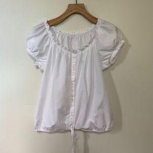 Vintage White Romantic Cotton Blouse Top